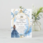 Invitation Cadre de princesse en robe bleue (Debout devant)
