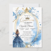 Invitation Cadre de princesse en robe bleue (Devant)