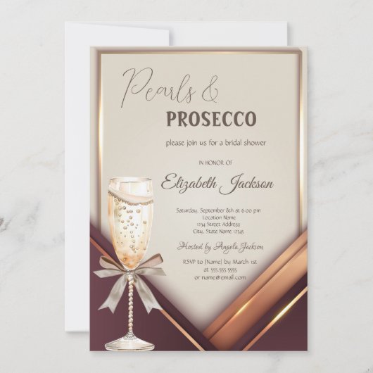Invitation Cadre de prosecco avec perles (Devant)