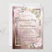 Invitation Cadre de retraite Fleurs Or (Devant)
