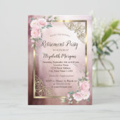 Invitation Cadre de retraite Fleurs Or (Debout devant)