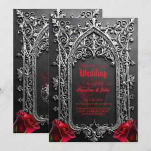 Invitation Cadre de rose de mariage gothique élégant
