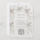 Invitation Cadre de roses 3D blanches Mariage Simple (Dos)
