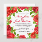 Invitation Cadre de roses rouges (Devant / Derrière)