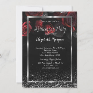 Invitation Cadre de roses rouges élégantes pour la retraite a
