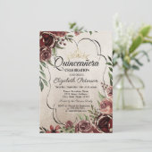 Invitation Cadre de roses rouges Quinceañera (Debout devant)