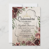 Invitation Cadre de roses rouges Quinceañera (Devant)
