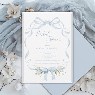 Invitation Cadre de ruban bleu élégant noeud papillon Baby Sh