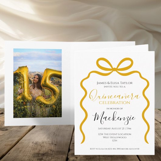 Invitation Cadre de ruban moderne Quinceanera