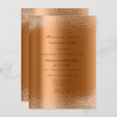 Invitation Cadre de sable à feuilles de paillettes de rose cu (Devant / Derrière)