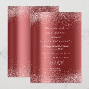 Invitation Cadre de Sable à Feuilles Pailletées de Blanc de B