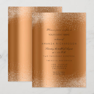 Invitation Cadre de sable de feuilles de paillettes de rose c