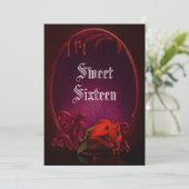 Invitation Cadre de saignement et bonbon gothiques 16 à rose (Debout devant)