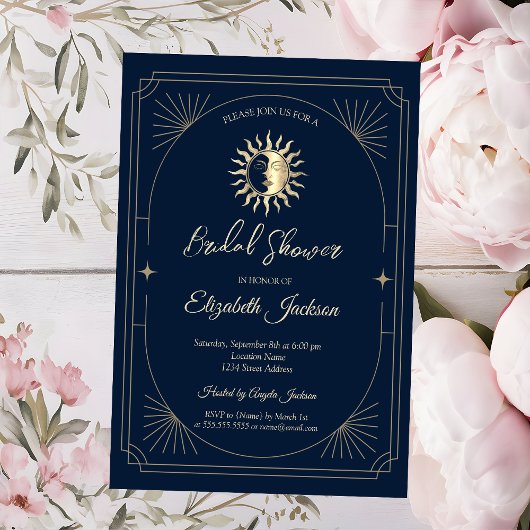 Invitation Cadre de soleil céleste bleu foncé