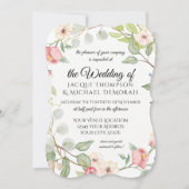 Invitation Cadre de support Bleu n Blush Rose Aquarelle Fleur (Devant)