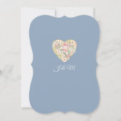 Invitation Cadre de support Bleu n Blush Rose Aquarelle Fleur (Dos)