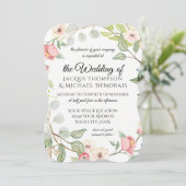 Invitation Cadre de support Bleu n Blush Rose Aquarelle Fleur (Debout devant)