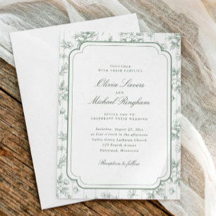 Invitation Cadre de toile française vert sauge vintage pour m
