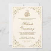Invitation Cadre de tourbillon rustique Crème et Or Mehndi Mu (Devant)