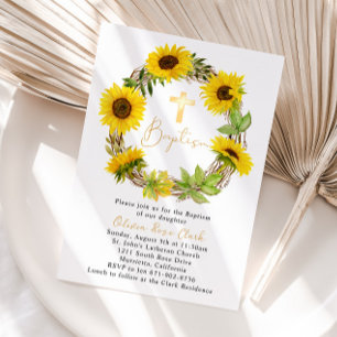 Invitation Cadre de tournesol Baptême Christening