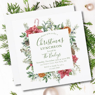 Invitation Cadre de vacances florales Déjeuner de Noël