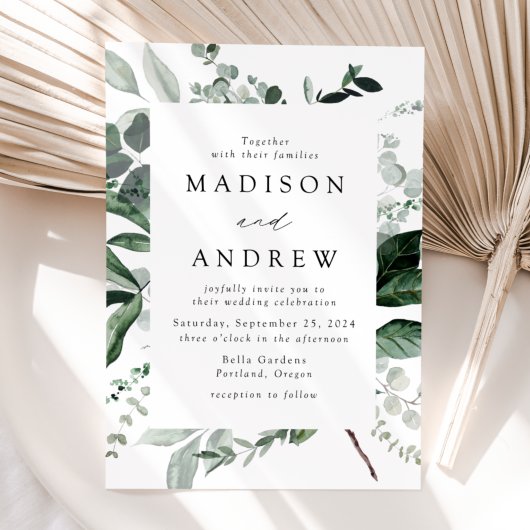 Invitation Cadre de verdure abondante pour mariage