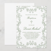 Invitation cadre de verdure Baptême (Devant / Derrière)
