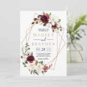 Invitation Cadre de verdure de magnolia burgundy élégant flor (Debout devant)