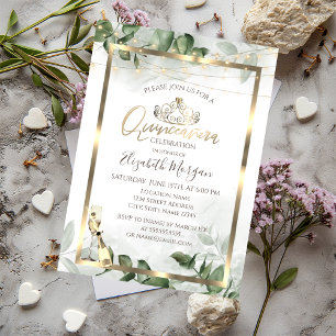 Invitation Cadre de verdure d'eucalyptus pour vin Quinceanera