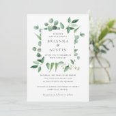 Invitation Cadre de verdure moderne feuilles botaniques d'euc (Debout devant)