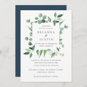 Invitation Cadre de verdure moderne feuilles botaniques d'euc (Devant / Derrière)
