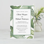 Invitation Cadre de verdure tropicale et d'or. Mariage modern (Debout devant)