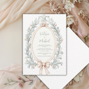 Invitation Cadre de verdure vert sauge mariage vintage