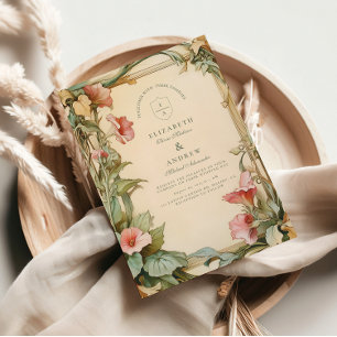 Invitation Cadre de vigne rose pour mariage