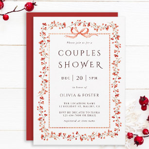 Invitation Cadre de Winterberry Rouge pour Fête de Couple