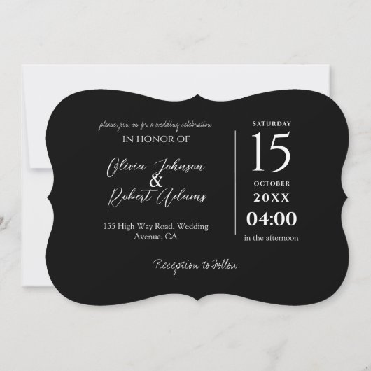 Invitation Cadre décoratif Mariage photo noir et blanc (Dos)