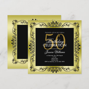 Invitation Cadre décoratif or classe pour 50e anniversaire