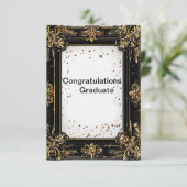 Invitation Cadre décoratif or et noir (Debout devant)