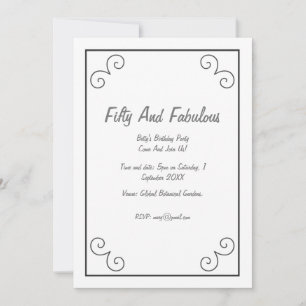 Invitation Cadre Design Argent Cinquante Et Fabuleux Annivers