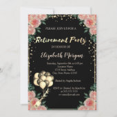 Invitation Cadre Diamants, Ballons, Fête de Retraite Florale (Devant)