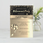 Invitation Cadre Diamants d'or, Ballons, Partie de retrait (Debout devant)