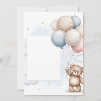 Invitation Cadre d'invitation Ballons Pastel Ourson Mignon