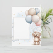 Invitation Cadre d'invitation Ballons Pastel Ourson Mignon (Debout devant)