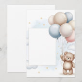 Invitation Cadre d'invitation Ballons Pastel Ourson Mignon (Devant / Derrière)