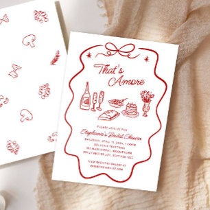 Invitation Cadre doodle rouge That's Amore pour la douche de