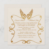 Invitation Cadre d'or avec l'invitation des ailes (Devant / Derrière)