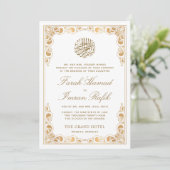 Invitation Cadre d'or classique Mariage musulman islamique bl (Debout devant)