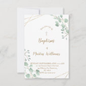 Invitation cadre d'or couleur vert du feuillage ・ Baptême (Devant)