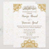 Invitation Cadre d'or moderne Mariage islamique musulman (Devant / Derrière)