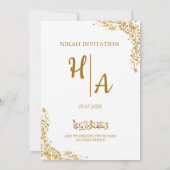 Invitation Cadre d'or musulman islamique moderne Nikah (Dos)